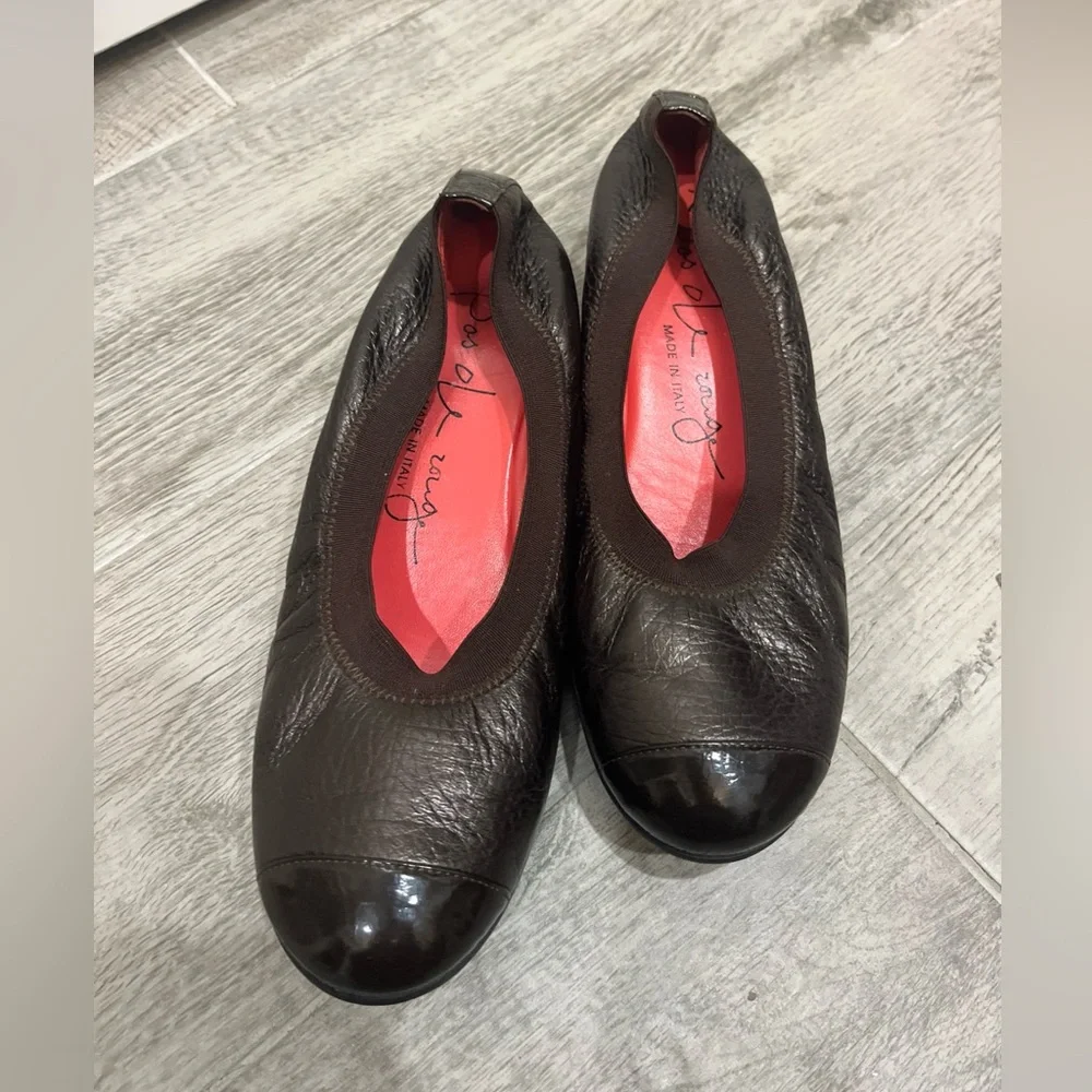 Pos Ole Rouge Italy‎ Women’s Brown Leather Slip OnFlat Shoes SIZE 38 / 7